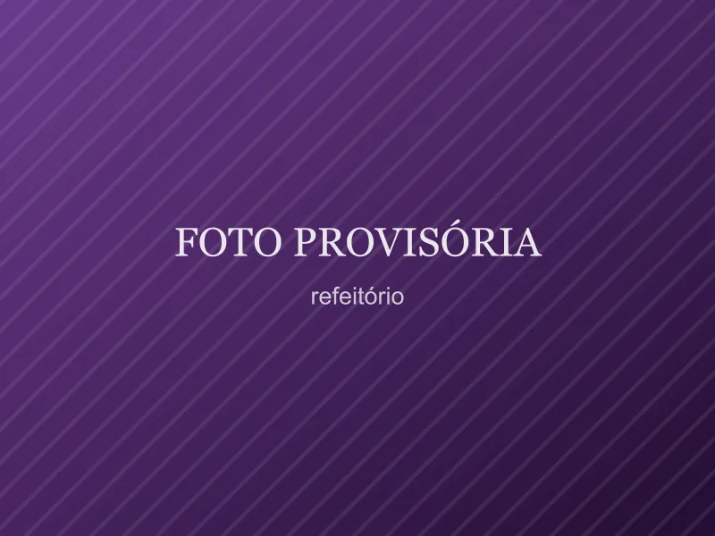 Placa provisória indicando o refeitório da Vila Marmelos, foto real pendente